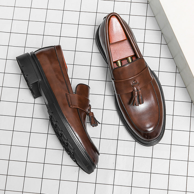 Brogue Business Casual Lædersko til Mænd Komfortable Åndbare Tassel Slip-on Loafers til Mænd