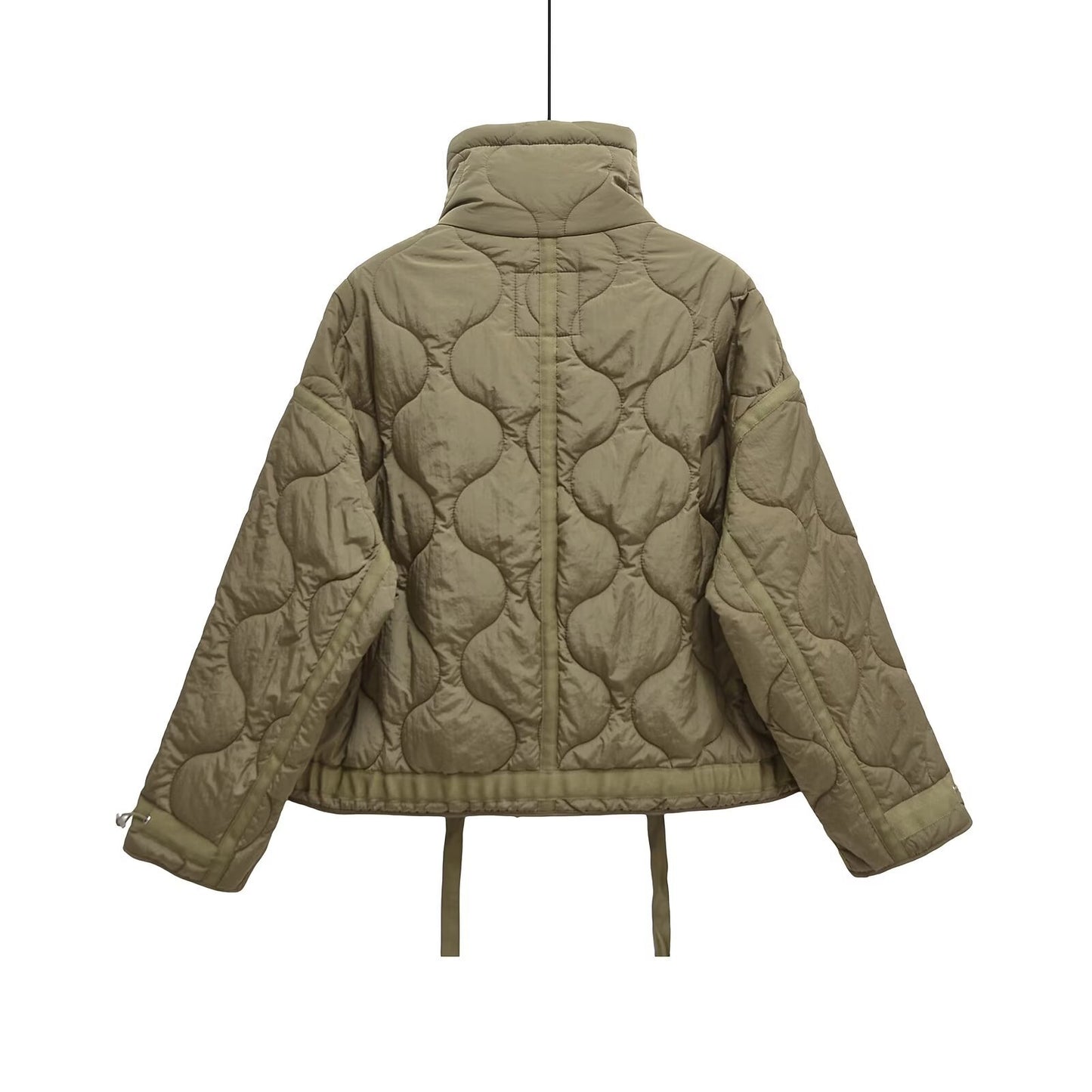 Women's Stand Collar Water Ripple Cotton Jacket Cuff