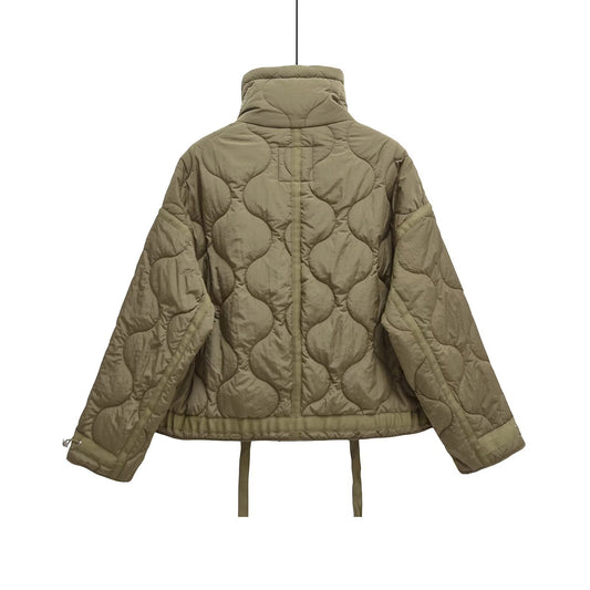 Women's Stand Collar Water Ripple Cotton Jacket Cuff