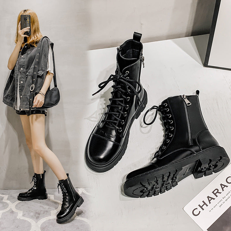 British style thick-soled spring and autumn single boots