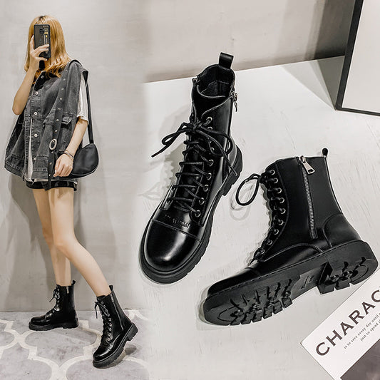 British style thick-soled spring and autumn single boots