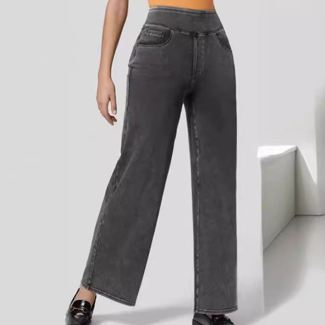 Moderigtige enkelte slim-fit bukser med brede ben