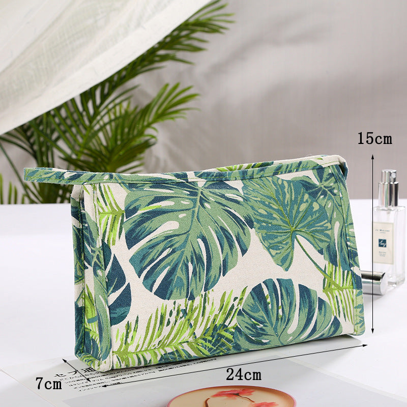 Travel Ladies Canvas Storage Bag With Large Capacity Pure Cotton Creative Printing Cosmetic
