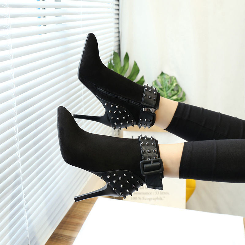 rivet pointed high heels