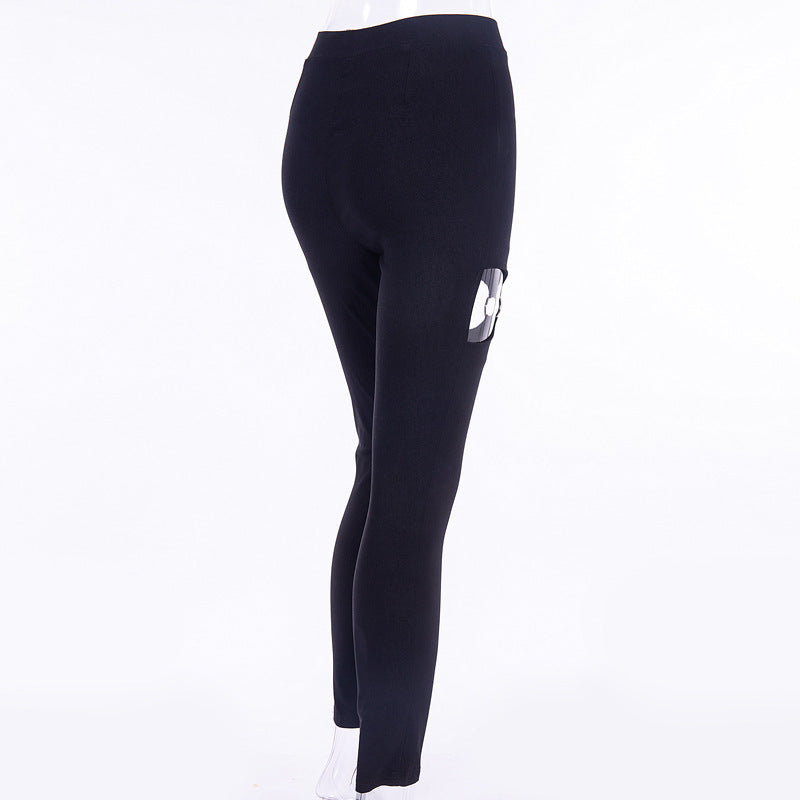 Women's Fashion Solid Color Slim Pencil Sexy Hollow Pants