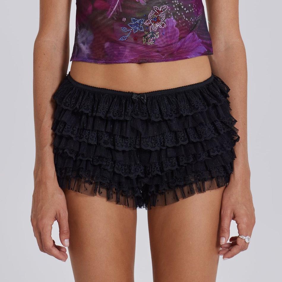 Flounced Wave Solid Color Lolita Low Waisted Shorts