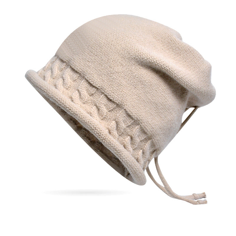Women's Winter Pullover Drawstring Crimp Warm Hat