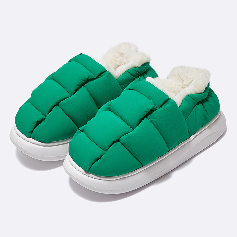 Twist Top Down Cloth Bag Root Plus Velvet Slippers