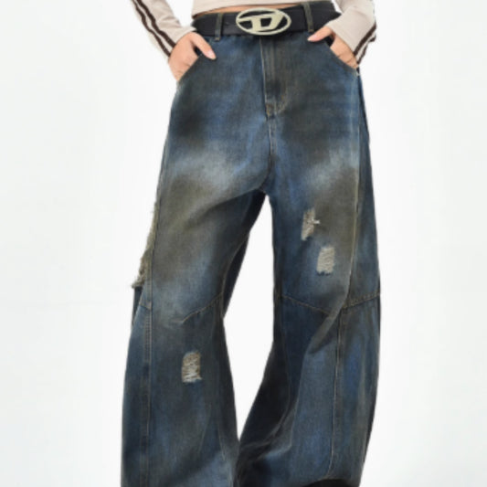 Amerikanske retro, slidte og ødelagte jeans til kvinder i premium-kvalitet