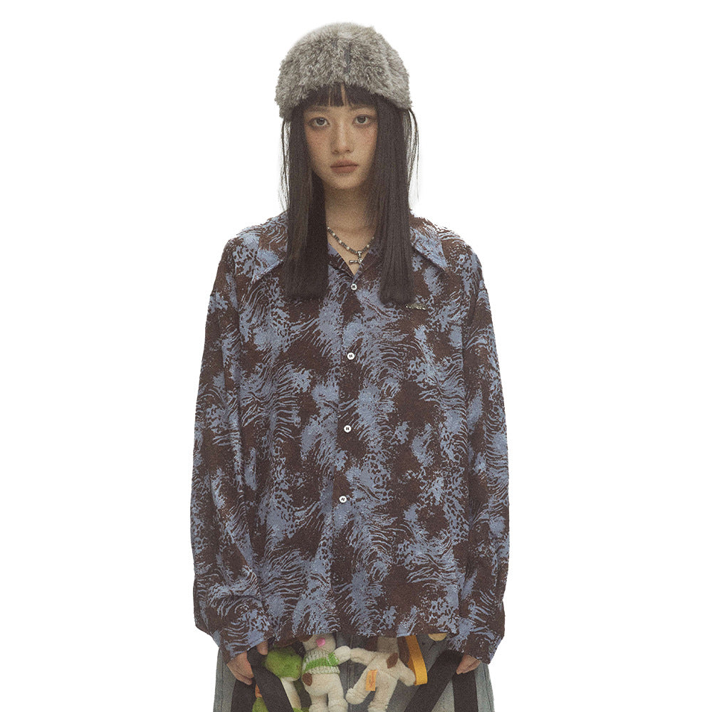 Ink Tie-dye Long Sleeve Loose Shirt Men