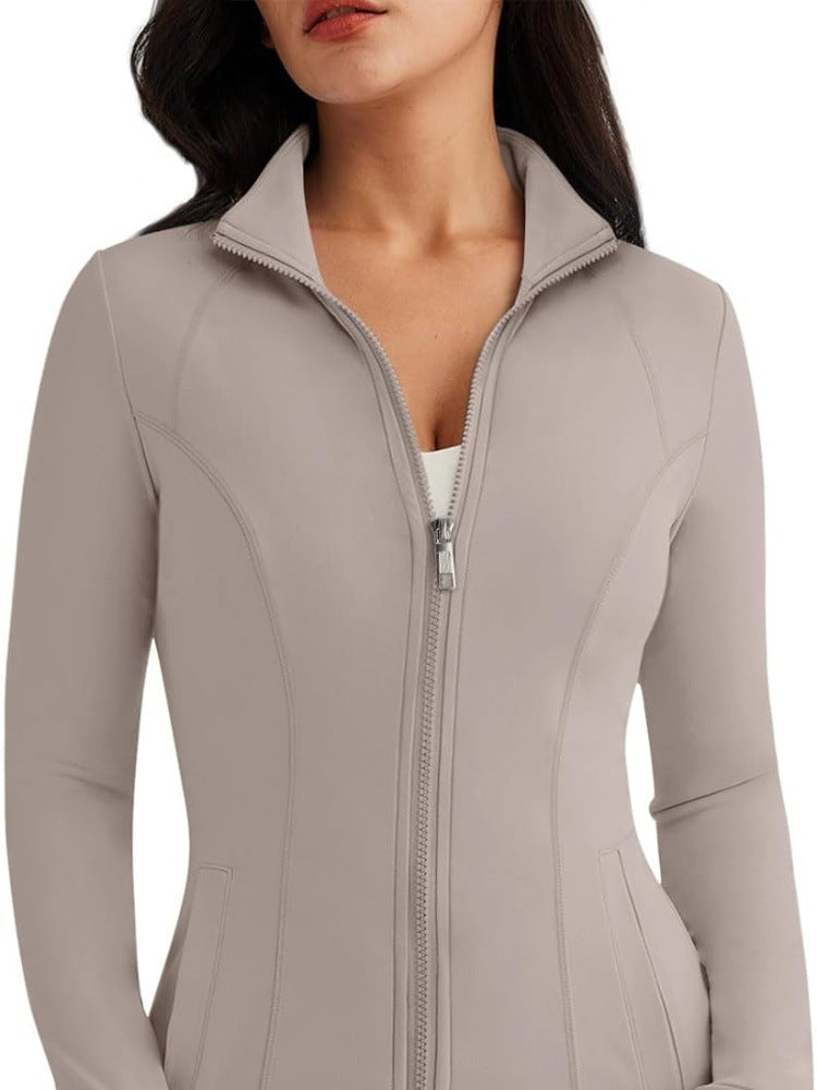 Womens High-Stretch Form-Fitting Long-Sleeve Sports Jacket