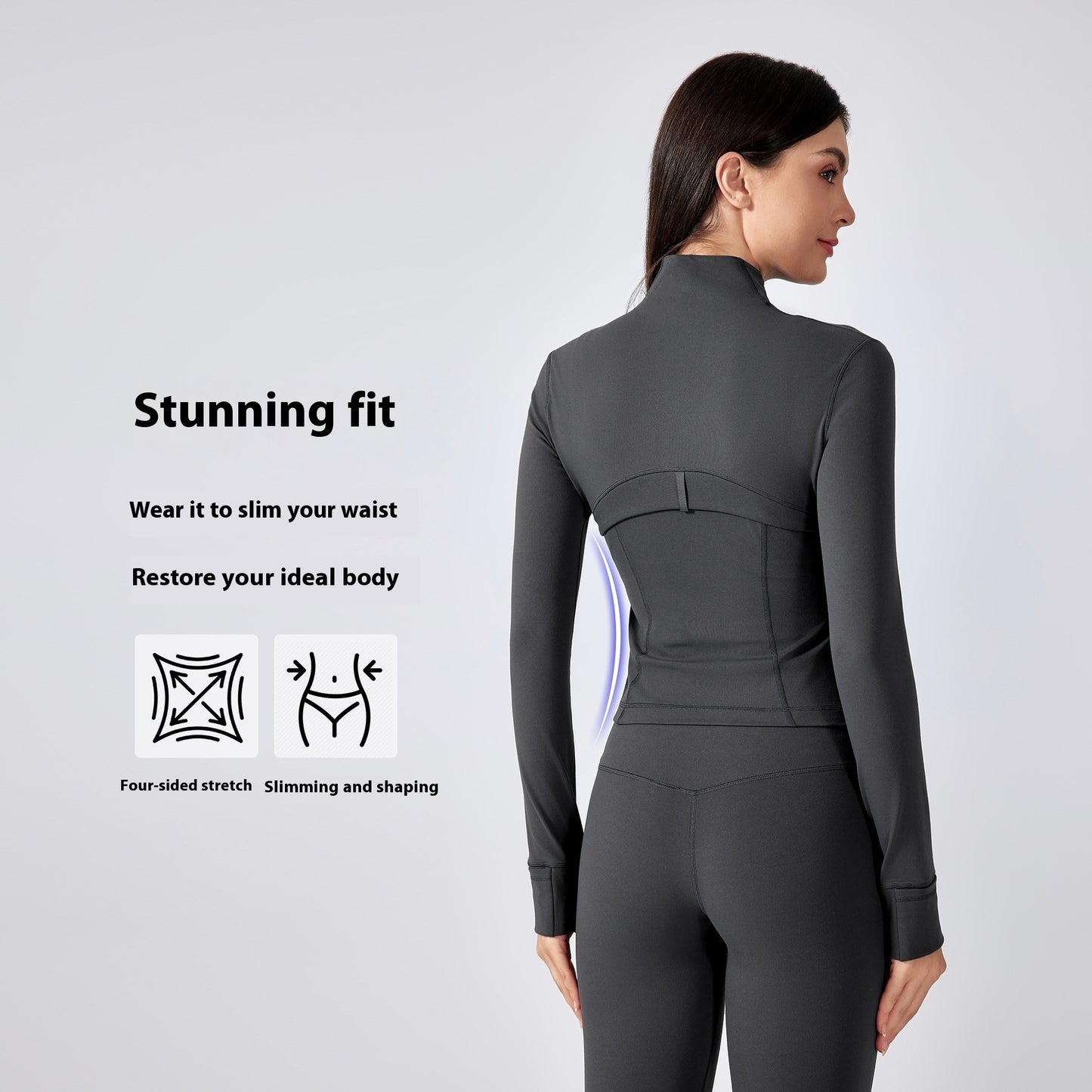 Short Stand Collar Yoga Clothes Coat Women's Sports Cardigan Jacket