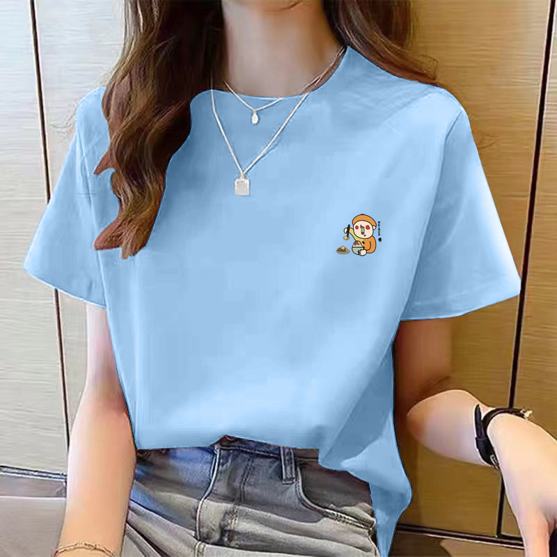 Women's Cute Bear Plus Size Cotton Short Sleeve T-shirt