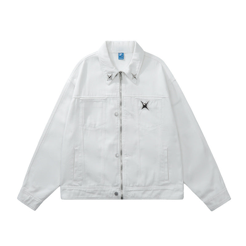 Denim Jacket Male And Female Trendy Brand Hip Hop Cool Loose Zip Couple