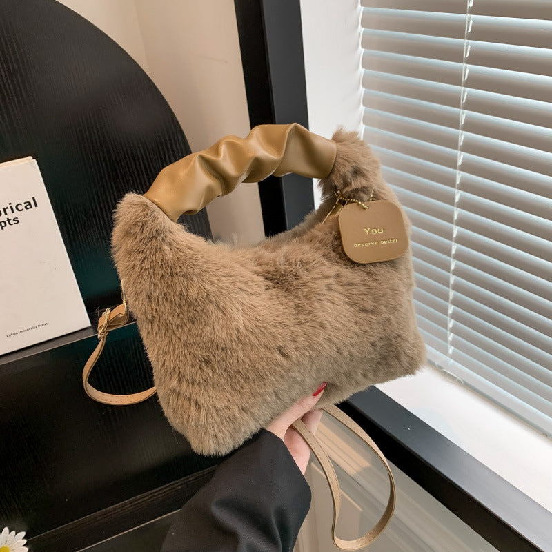 Women's Plush Pleated Handbag