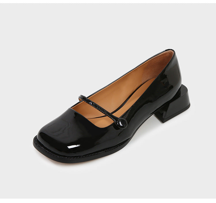 Rose Single Shoe Square Toe Low-heel Bridal Shoes