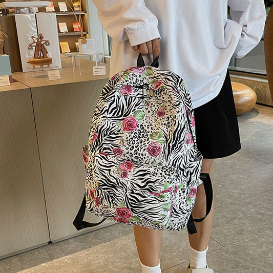Leisure Schoolbag Women's Backpack Graffiti Color Matching Lightweight