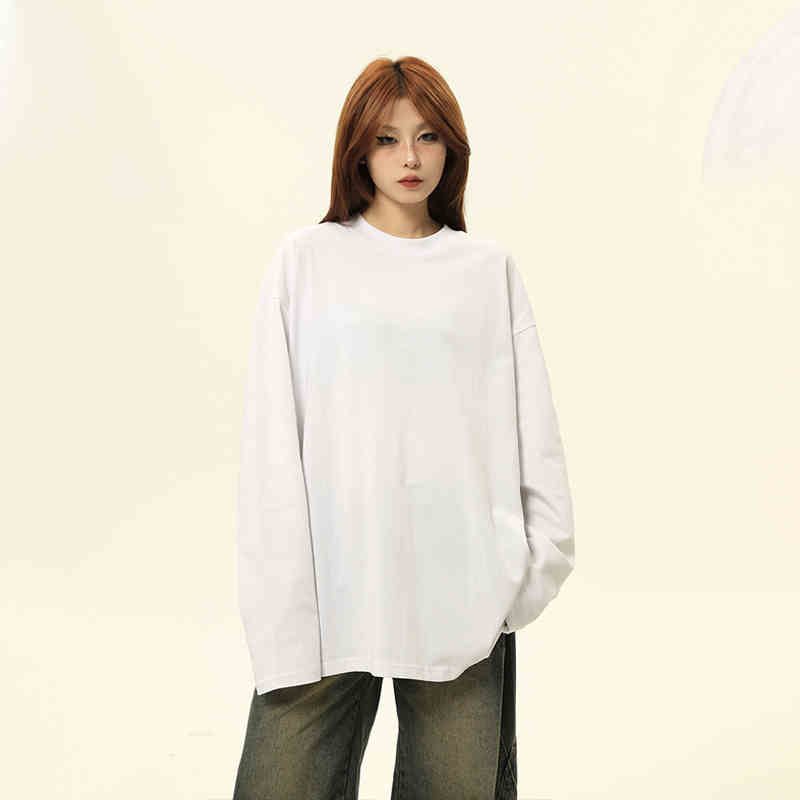 Pure Cotton Long Sleeve 300g Heavy Base Shirt Solid Color T-shirt