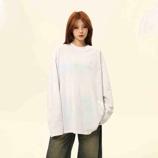 Pure Cotton Long Sleeve 300g Heavy Base Shirt Solid Color T-shirt