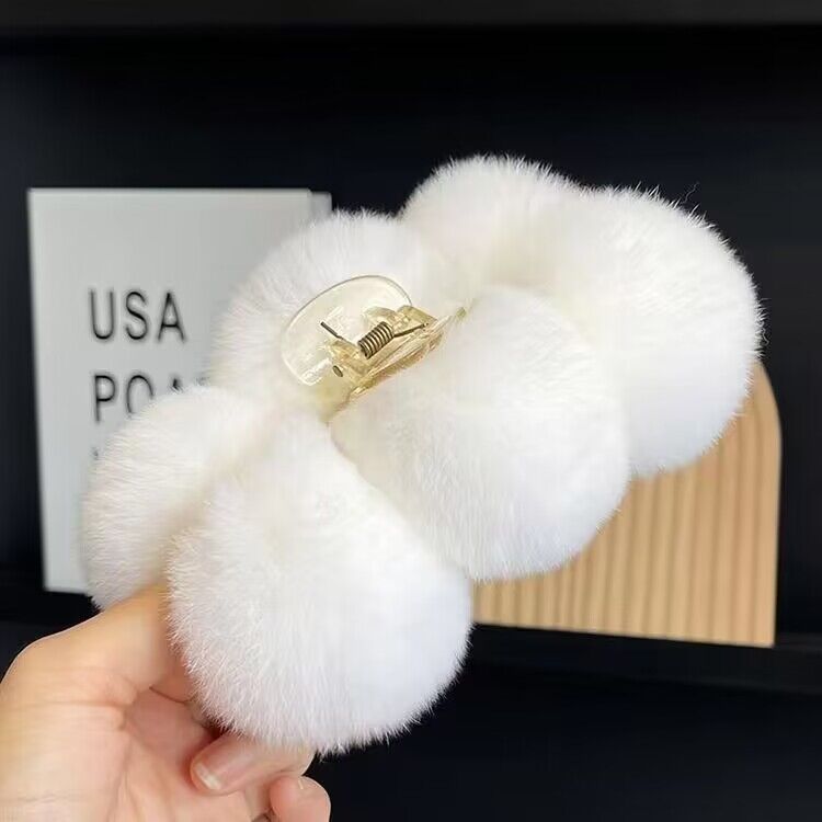 Elegant Rex Rabbit Fur Ball Grip Large Plush