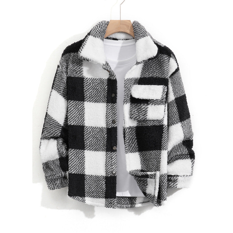 Men's Fleece-lined Thick Casual Versatile Youth Fleece Jacket