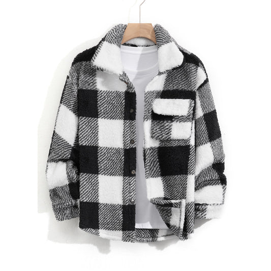 Men's Fleece-lined Thick Casual Versatile Youth Fleece Jacket