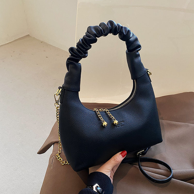 Handheld Lychee Pattern Simple Chain Shoulder Bag
