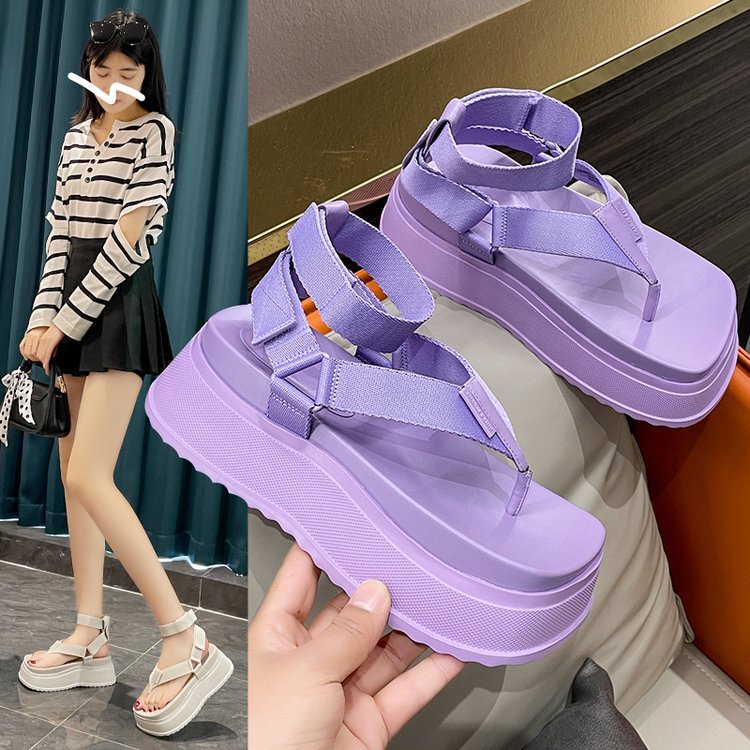 Heightening Platform Roman Slip On Thong Seaside Beach Shoes