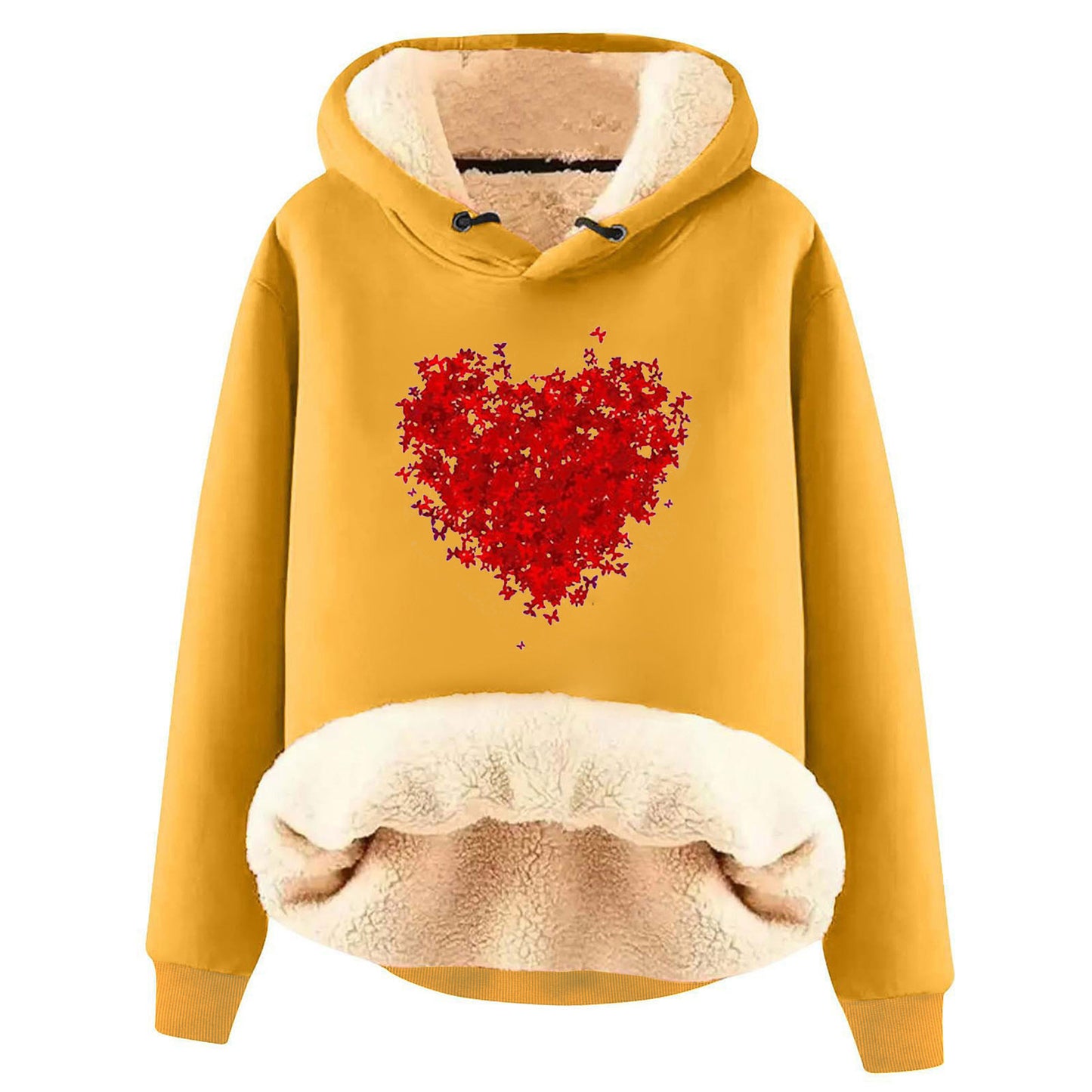 European And American Hooded Sweater Fleece Lined Padded Warm Keeping Loose Hooded Pullover