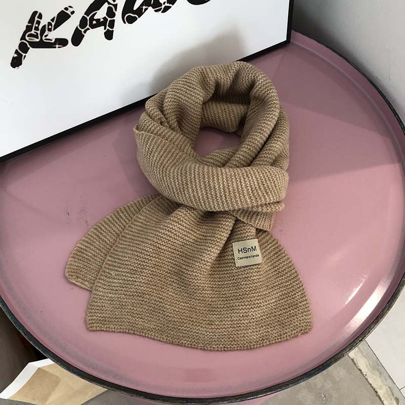 Pure Color Soft Knitted Women's All-match Warm Scarf