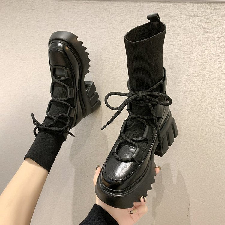 Women Fashion Short Tube Strap Elastic Ankle Boots