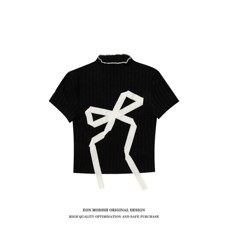 American Retro Sweet Cool Hot Girl Embroidery Short T-shirt