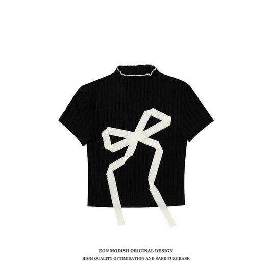 Amerikansk Retro Sød Cool Hot Girl Broderi Kort T-shirt