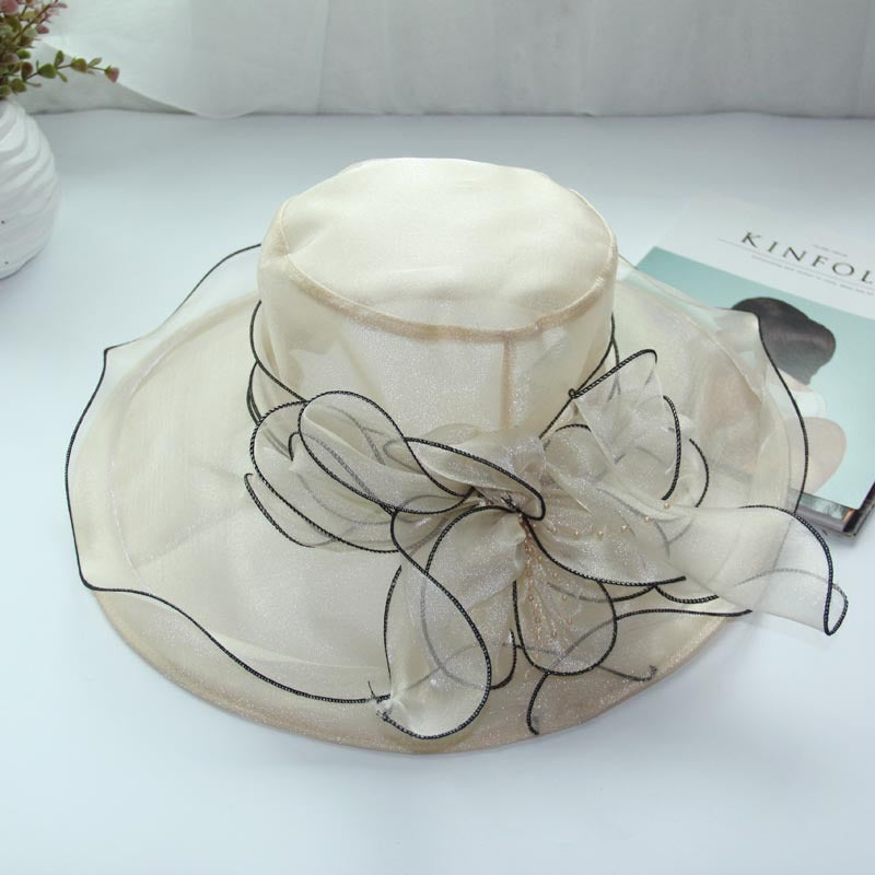Vintage Flower Mesh Sunbonnet Organza Beach