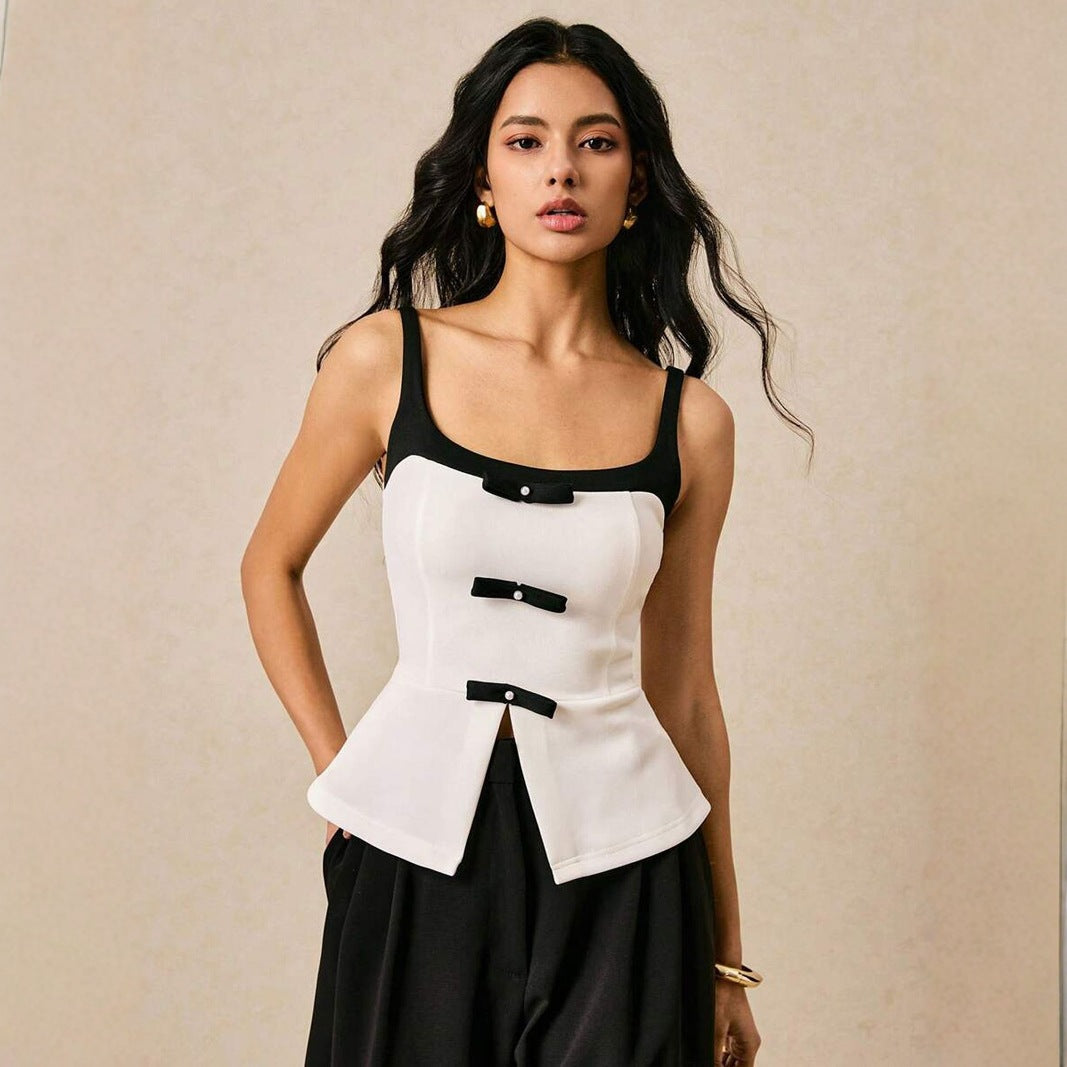 New Stylish Commuter Color-blocked Waist-cinching Vest