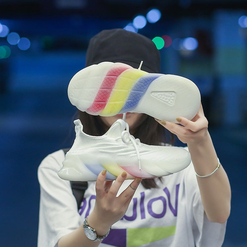 Rainbow Bottom Flying Knit Sneakers