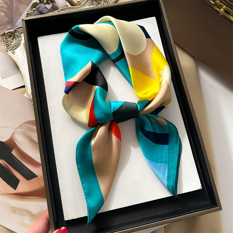 New Dopamine-print Silk Scarf For Women