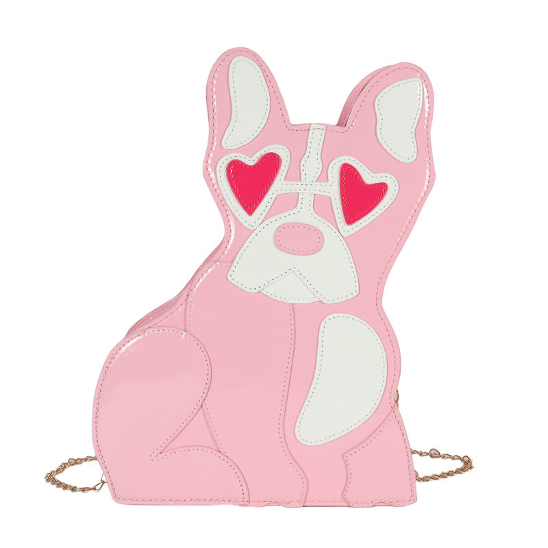 Fashion Cute Personality Puppy Dog Pu Shiny Crossbody Bag