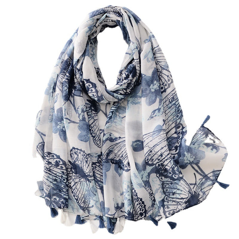 Rendering Ink Painting Butterfly Printed Sunscreen Shawl