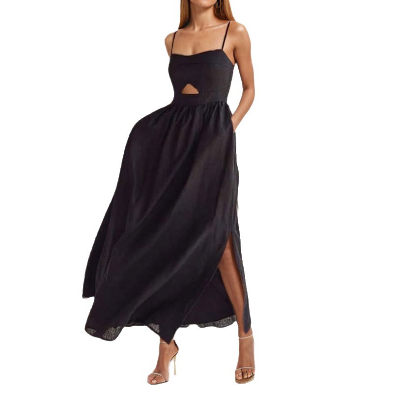 High-waisted Chic And Sexy French-style Slip With A Backless Designlong Dress