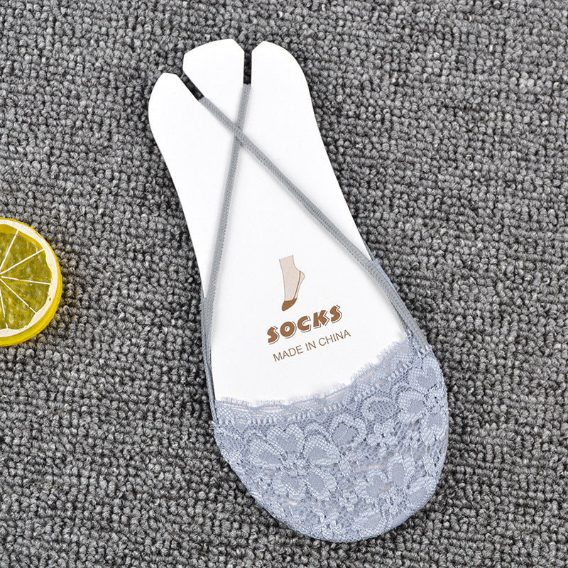 Elastic Suspender Half Palm Socks Lace Boat Socks