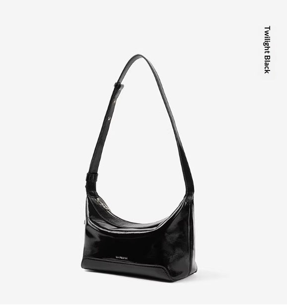 Fuldnarvet læder frokost sort ægte læder dame crossbody taske håndtaske