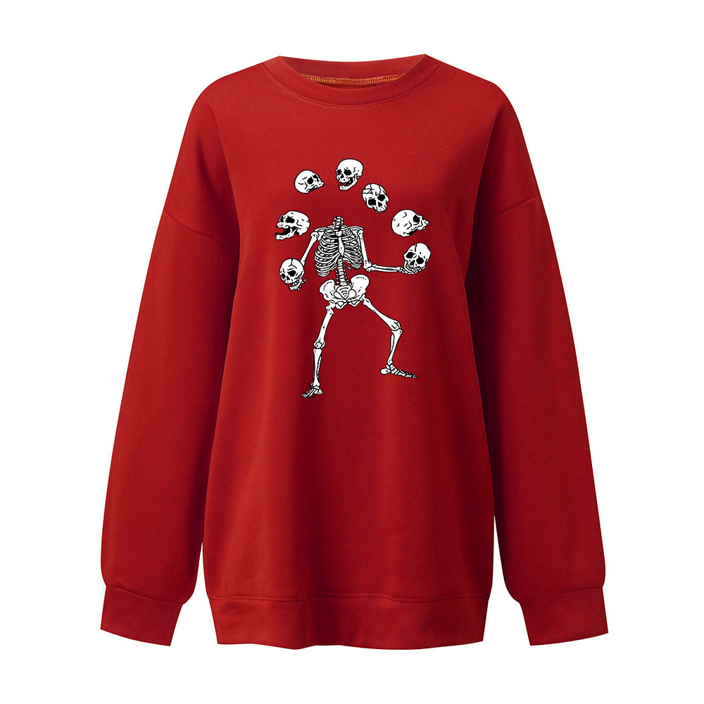 Løs casual Halloween-top med kreativt print til kvinder