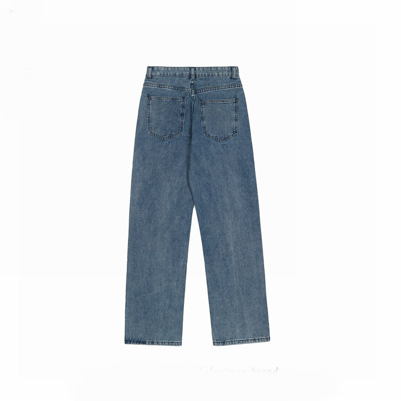 High Street Letter Flocking Washed Distressed Jeans