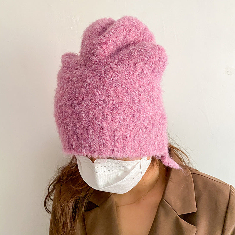Women's Winter Day Protection Wool Ear Hat