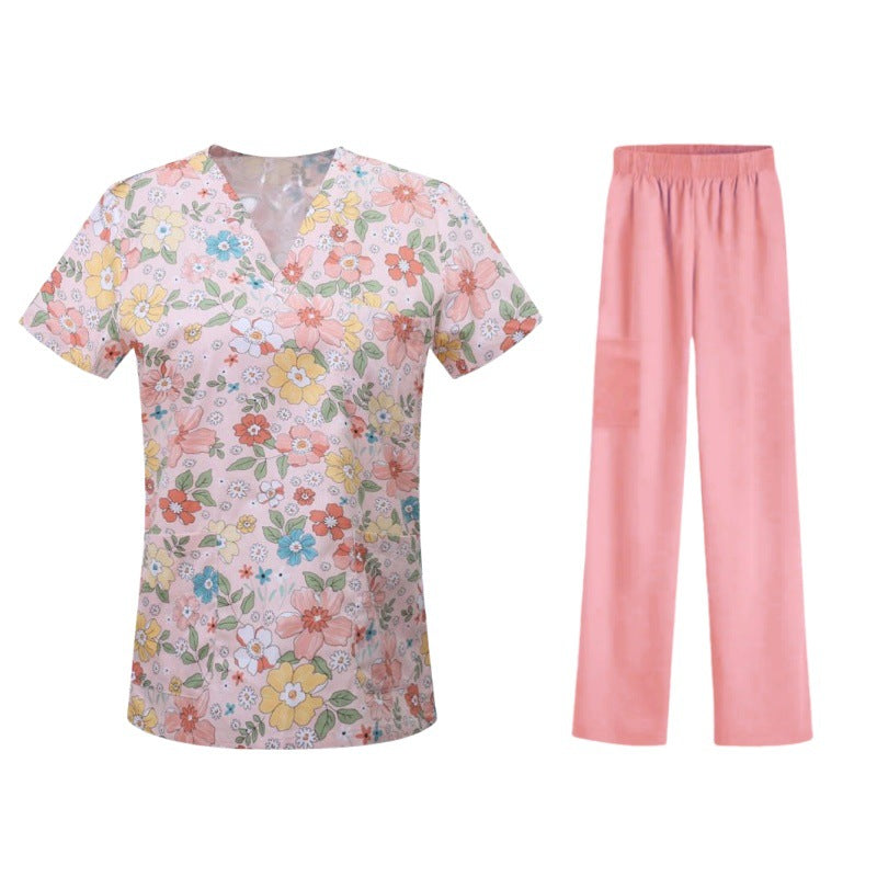 Bestselling Cartoon-print Nurse Uniform Womens Top And Pants