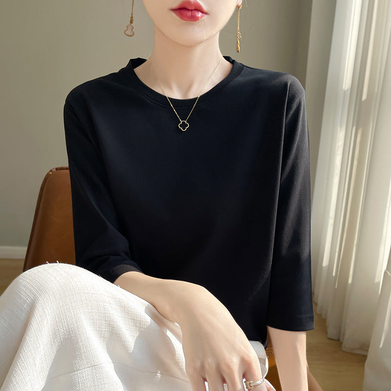 Mid-sleeve Bottoming Shirt Outer Wear Half-sleeve T-shirt Top