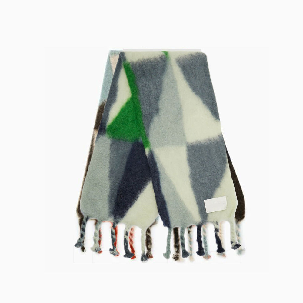 Women's New Geometric Triangle Stitching Plaid Scarf