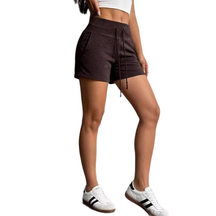 New Casual High-waist Solid-color Athletic Shorts