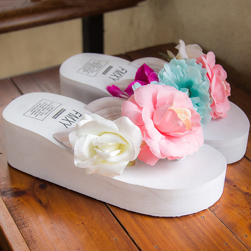 Women's Handmade Platform Flower Flip-flops